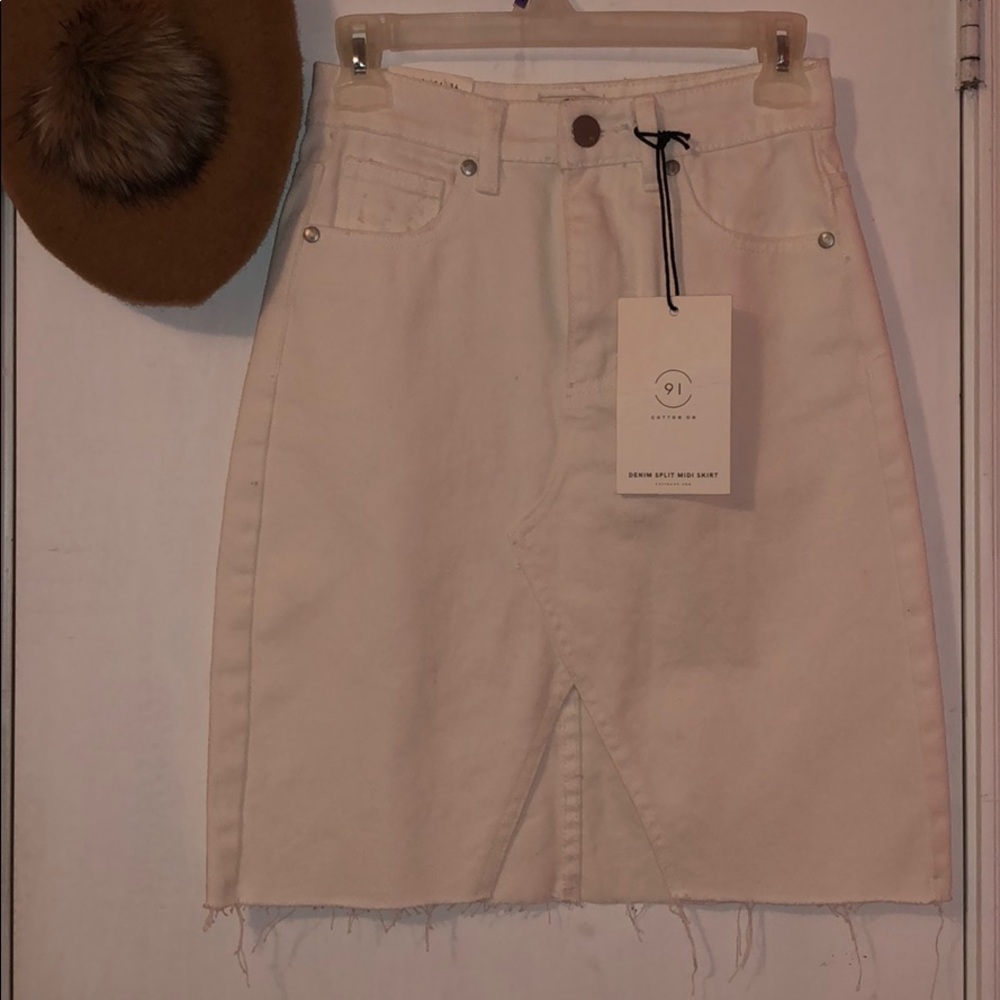 Beautiful White Distressed Denim Skirt